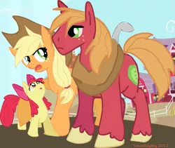 Size: 1075x907 | Tagged: safe, artist:kindalkaykay, derpibooru import, apple bloom, applejack, big macintosh, earth pony, pony, male, nagging, stallion