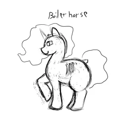 Size: 3000x3000 | Tagged: artist:stonershy, boiler, chubby, derpibooru import, high res, monochrome, object pony, oc, oc:boiler horse, original species, ponified, safe, solo, steam engine, unofficial characters only