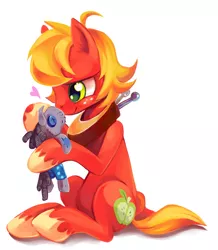 Size: 528x605 | Tagged: safe, artist:theuselesstoe, derpibooru import, big macintosh, smarty pants, earth pony, pony, cutie mark, female, heart, macareina, mare, rule 63, solo