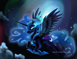 Size: 900x700 | Tagged: artist:phuijl, derpibooru import, glowing eyes, nightmare moon, safe, solo