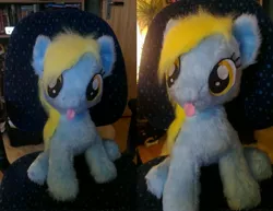 Size: 3432x2656 | Tagged: safe, artist:epicrainbowcrafts, derpibooru import, derpy hooves, :p, cute, filly, fluffy, irl, photo, plushie, smiling, solo, tongue out