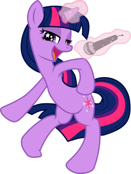 Size: 4550x5999 | Tagged: absurd resolution, artist:ceehoff, artist:theholytuna, bedroom eyes, derpibooru import, magic, microphone, safe, simple background, solo, transparent background, twilight sparkle, vector