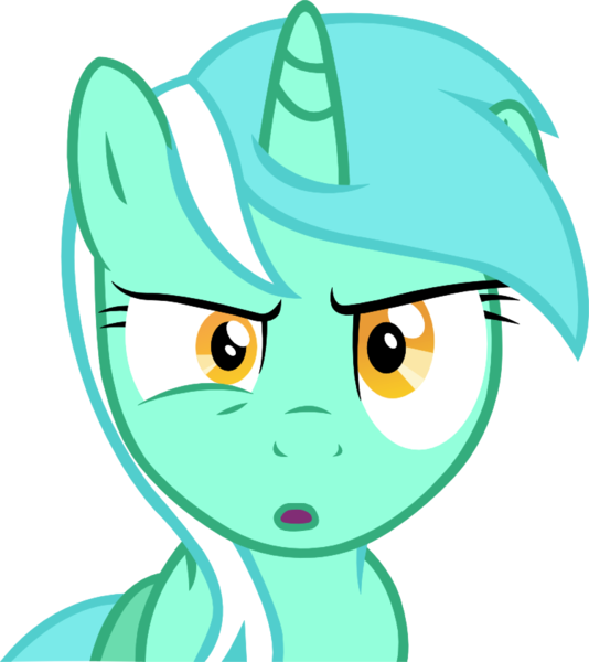 Size: 749x842 | Tagged: artist:artpwny, derpibooru import, eye twitch, glare, lyra heartstrings, no, :o, reaction image, safe, simple background, solo, transparent background, vector