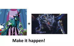 Size: 1016x632 | Tagged: derpibooru import, exploitable meme, godzilla (series), godzilla vs megaguirus, kaiju, make it happen, megaguirus, meta, queen chrysalis, safe