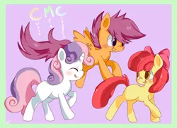 Size: 1516x1102 | Tagged: dead source, safe, artist:sunomii, derpibooru import, apple bloom, scootaloo, sweetie belle, earth pony, pegasus, pony, unicorn, adorabloom, cute, cutealoo, cutie mark crusaders, diasweetes, female, filly