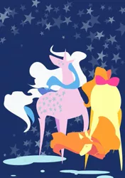 Size: 559x794 | Tagged: safe, artist:kicked-in-teeth, derpibooru import, crumpet, milky way (g1), earth pony, pony, unicorn, female, g1, horn, lineless, mare, pointy ponies, stars