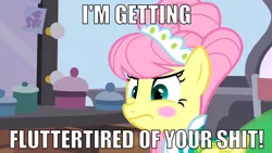 Size: 500x281 | Tagged: derpibooru import, fluttershy, green isn't your color, image macro, safe, screencap, vulgar