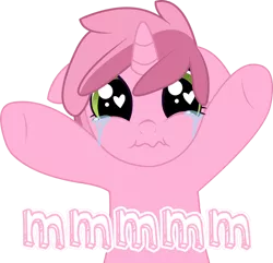 Size: 1000x962 | Tagged: safe, derpibooru import, ruby pinch, pony, unicorn, :i, adorable distress, crying, cute, female, filly, floppy ears, heart eyes, hug request, looking at you, m, mmm, mmmmm, puffy cheeks, sad, sadorable, scrunchy face, simple background, solo, teary eyes, transparent background, underhoof, wavy mouth, wingding eyes