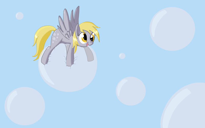 Size: 2880x1800 | Tagged: safe, artist:fethur, derpibooru import, derpy hooves, pegasus, pony, bubble, female, mare, smiling, wallpaper