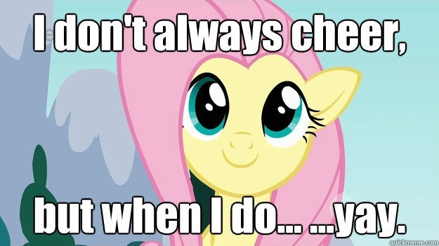 Size: 625x351 | Tagged: derpibooru import, fluttershy, i dont always x, image macro, safe, yay