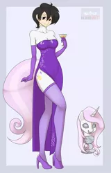 Size: 1152x1800 | Tagged: artist:kloudmutt, clothes, cosplay, derpibooru import, dress, evening gloves, fleur-de-lis, humanized, mask, masking, ponyrumi, ponysuit, safe