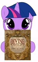 Size: 382x620 | Tagged: book, dante alighieri, derpibooru import, filly, read, safe, the divine comedy, twilight sparkle