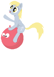 Size: 495x709 | Tagged: safe, artist:kageboshi-washu, derpibooru import, derpy hooves, pegasus, pony, animated, bouncing, cute, derpabetes, female, happy, mare, open mouth, simple background, smiling, solo, space hopper, transparent background