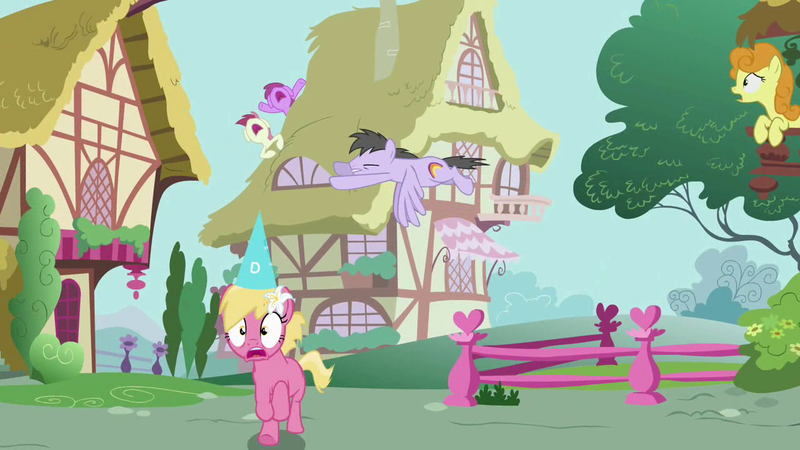 Size: 1280x720 | Tagged: berry punch, berryshine, carrot top, derpibooru import, golden harvest, hearts and hooves day, hearts and hooves day (episode), lily, lily valley, purple waters, roseluck, safe, screencap