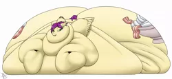 Size: 1280x590 | Tagged: suggestive, artist:lesang, derpibooru import, oc, oc:sundae brunch, unofficial characters only, pegasus, pony, bedroom eyes, belly, bhm, bingo wings, blob, commission, fat, fat wings, huge butt, immobile, impossibly large belly, impossibly large butt, impossibly obese, large butt, male, morbidly obese, obese, plot, solo, solo male