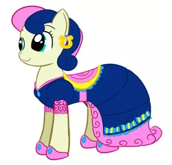 Size: 2203x2116 | Tagged: safe, artist:krekka01, derpibooru import, bon bon, sweetie drops, earth pony, pony, clothes, dress, female, gala, gala dress, implied lesbian, implied lyrabon, implied shipping, mare