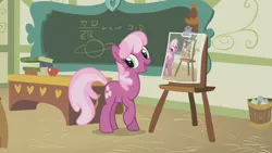 Size: 1280x720 | Tagged: cheerilee, cheerilee's clipboard meme, derpibooru import, droste effect, exploitable meme, meme, ponyville schoolhouse, recursion, safe, solo