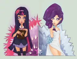 Size: 1022x786 | Tagged: artist:dahli-lama, derpibooru import, humanized, rarity, safe, twilight sparkle