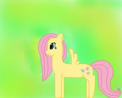 Size: 999x799 | Tagged: dead source, safe, artist:verminshy, derpibooru import, fluttershy, pegasus, pony, female, gradient background, mare, smiling, solo, spread wings, wings