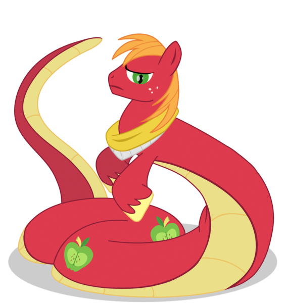 Size: 1800x1900 | Tagged: artist:elsdrake, big macintosh, derpibooru import, lamia, original species, safe, simple background, solo, species swap, transparent background, vector