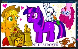 Size: 1118x710 | Tagged: angel bunny, angry marine, angry marines, applejack, crossover shipping, cunt destroyer, derpibooru import, flockdraw, pinkie pie, suggestive, twilight sparkle, winona