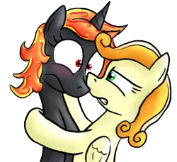 Size: 459x420 | Tagged: suggestive, artist:paper-pony, derpibooru import, oc, oc:incendia, oc:tiptoe, unofficial characters only, pegasus, pony, unicorn, fanfic, fanfic:antipodes, blushing, female, lesbian, shipping