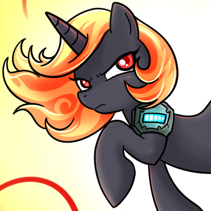 Size: 423x423 | Tagged: safe, artist:madmax, derpibooru import, oc, oc:incendia, unofficial characters only, pony, unicorn, fanfic, fanfic:antipodes, solo