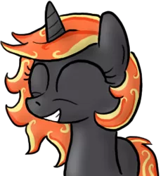 Size: 270x295 | Tagged: safe, derpibooru import, oc, oc:incendia, unofficial characters only, pony, unicorn, fanfic, fanfic:antipodes, smiling, solo