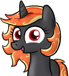 Size: 270x295 | Tagged: safe, derpibooru import, oc, oc:incendia, unofficial characters only, pony, unicorn, fanfic, fanfic:antipodes, smiling, solo