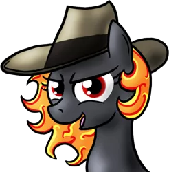 Size: 560x568 | Tagged: safe, derpibooru import, oc, oc:incendia, ponified, unofficial characters only, ghost, pony, unicorn, fanfic, fanfic:antipodes, cowboy, cowboy hat, hat, parody, solo, stetson