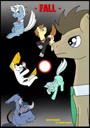 Size: 2480x3507 | Tagged: artist:edowaado, derpibooru import, doctor whooves, donut joe, fall (chapter), fortune teller, iron will, johnny bravo, mirror, ponified, safe, time turner