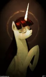 Size: 1488x2440 | Tagged: safe, artist:tarantad0, derpibooru import, oc, oc:fausticorn, unofficial characters only, alicorn, pony, christianity, crying, female, halo, image, jpeg, lauren faust, mare, praying, solo, style emulation