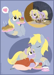 Size: 900x1264 | Tagged: safe, artist:raygirl, derpibooru import, derpy hooves, dinky hooves, pegasus, pony, unicorn, bag, bandage, blank flank, comic, cutie mark, equestria's best mother, female, filly, floppy ears, foal, heart, hooves, horn, injured, lineless, mare, mud, muffin, pillow, prone, rain, stand, tea, that pony sure does love muffins, wings
