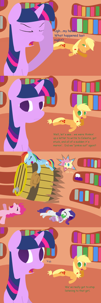 Size: 900x2700 | Tagged: applejack, artist:sunny-rains, comic, derpibooru import, fluttershy, mane seven, pinkie pie, rainbow dash, rarity, safe, spike, twilight sparkle