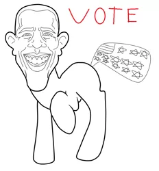 Size: 850x916 | Tagged: background pony strikes again, barack obama, derpibooru import, face, oc, politics, ponified, president, safe, simple background, solo, unofficial characters only, vote, white background