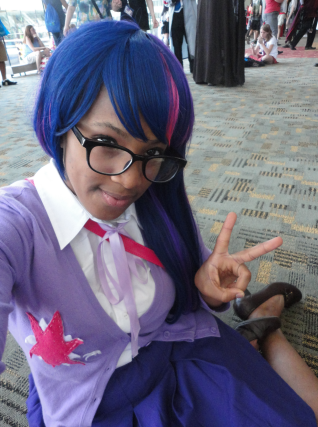 Size: 318x427 | Tagged: artist:tasteslikewordsalad, clothes, cosplay, derpibooru import, glasses, high heels, human, irl, irl human, necktie, otakon, otakon 2012, photo, safe, shoes, skirt, sweater, twilight sparkle