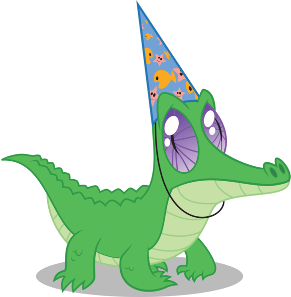 Size: 10545x10800 | Tagged: absurd resolution, alligator, artist:alien13029, derpibooru import, gummy, hat, invincible goldfish, male, party hat, party of one, safe, simple background, solo, transparent background, vector