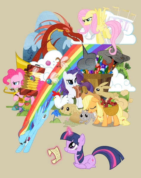 Size: 1080x1368 | Tagged: applejack, artist:yikomega, collage, derpibooru import, episodes, fluttershy, pinkie pie, ponyloaf, rainbow dash, rarity, safe, scene interpretation, season 1, twilight sparkle