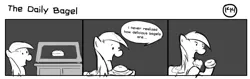 Size: 1280x404 | Tagged: safe, artist:tetrapony, derpibooru import, derpy hooves, pegasus, pony, comic:the daily derp, bagel, comic, female, mare, monochrome, solo, the daily bagel