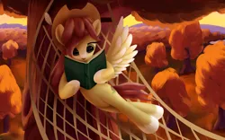 Size: 3840x2400 | Tagged: safe, artist:roadsleadme, derpibooru import, oc, oc:peppy pines, unofficial characters only, pegasus, pony, book, cowboy hat, hammock, hat, reading