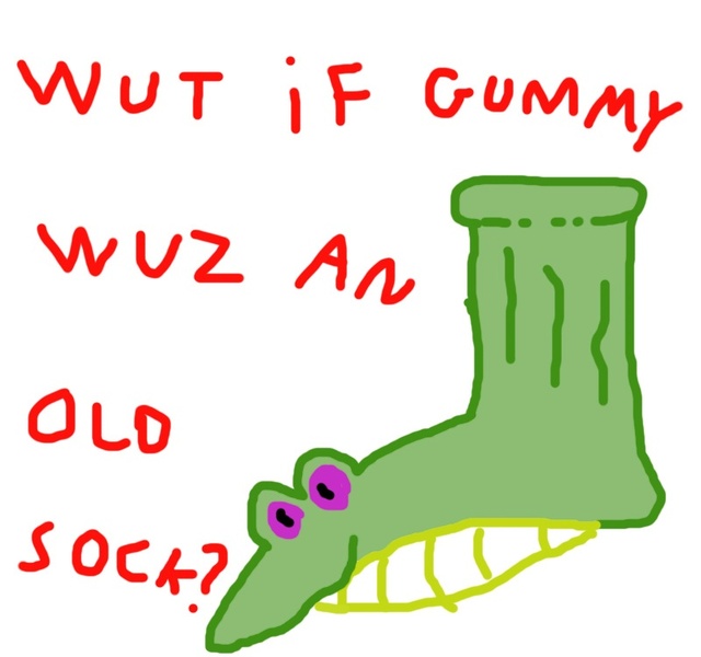 Size: 800x750 | Tagged: clothes, derpibooru import, exploitable meme, gummy, meme, safe, socks, wut if gummy wuz a meme