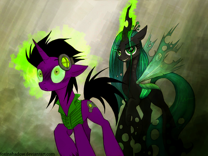 Size: 1000x749 | Tagged: artist:foxinshadow, changeling, derpibooru import, mind control, oc, queen chrysalis, safe