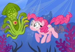 Size: 1300x900 | Tagged: artist:sketchyjackie, artist:sketchyjackie, derpibooru import, pinkie pie, safe, squid, underwater