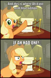 Size: 4200x6400 | Tagged: absurd resolution, applejack, artist:flizzick, caption, comic, derpibooru import, dialogue, if i had one, meme, parody, ribbon, safe, solo, the fairly oddparents, trophy