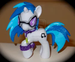 Size: 900x738 | Tagged: safe, artist:macx5, derpibooru import, vinyl scratch, pony, unicorn, brushable, custom, cutie mark, female, hooves, horn, irl, mare, photo, solo, sunglasses, toy, watermark