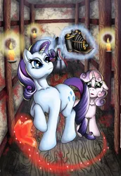 Size: 1072x1560 | Tagged: artist:cbs, blood, butterfly, camera, crimson butterfly, crossover, derpibooru import, fatal frame, hanging (by neck), noose, rarity, safe, sweetie belle