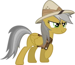 Size: 1600x1403 | Tagged: safe, artist:pika-robo, artist:piranhaplant1, derpibooru import, edit, daring do, oc, oc:derring do, unofficial characters only, pegasus, pony, clothes, female, hat, mare, narrowed eyes, pith helmet, raised hoof, shirt, tv tropes