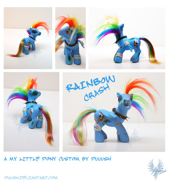 Size: 2420x2644 | Tagged: artist:puush, blood, custom, derpibooru import, g3, irl, photo, rainbow crash, rainbow dash, safe, solo, toy