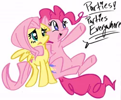 Size: 603x500 | Tagged: artist:rileyboi, derpibooru import, fluttershy, pinkie pie, safe, x x everywhere