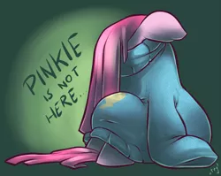 Size: 800x638 | Tagged: safe, artist:atryl, derpibooru import, pinkie pie, earth pony, pony, clothes, cute, cuteamena, diapinkes, disney, female, floppy ears, gravity falls, hiding, mare, pinkamena diane pie, reference, sad, solo, sweater, sweater town, the hand that rocks the mabel